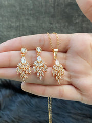 Leaf style Zircon Fashion Pendant and Earrings