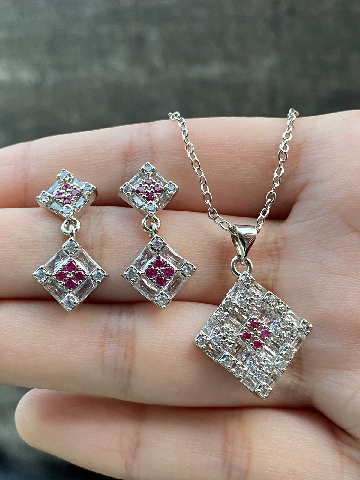 Moissanite Zircon Fashion Pendant and Earrings