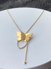 Frosted Butterfly 18k Gold Plated Stainless Steel Jewelry