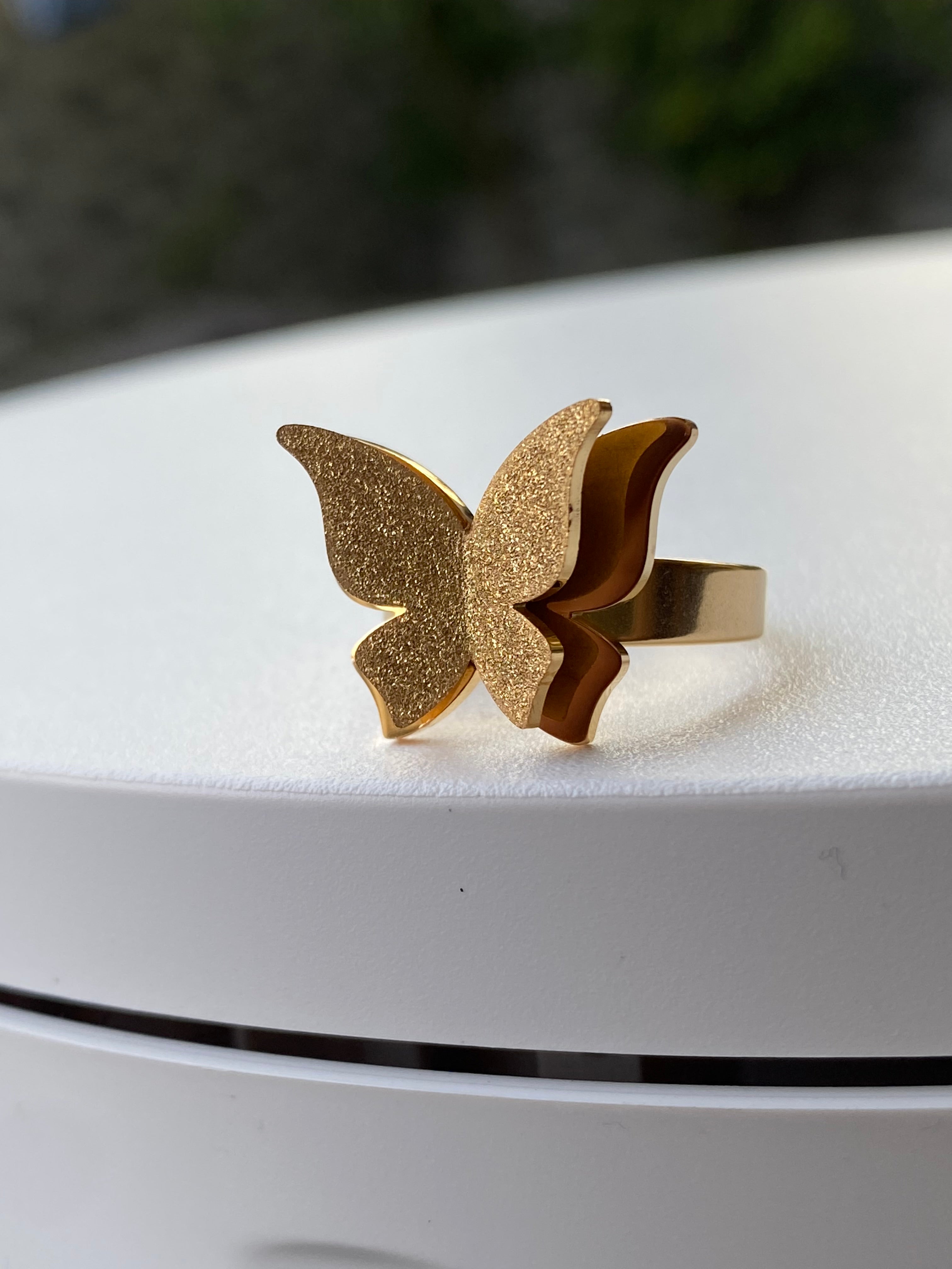 Frosted Butterfly 18k Gold Plated Stainless Steel Jewelry